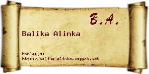 Balika Alinka névjegykártya